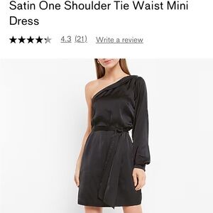 EXPRESS satin one shoulder tie waist mini dress